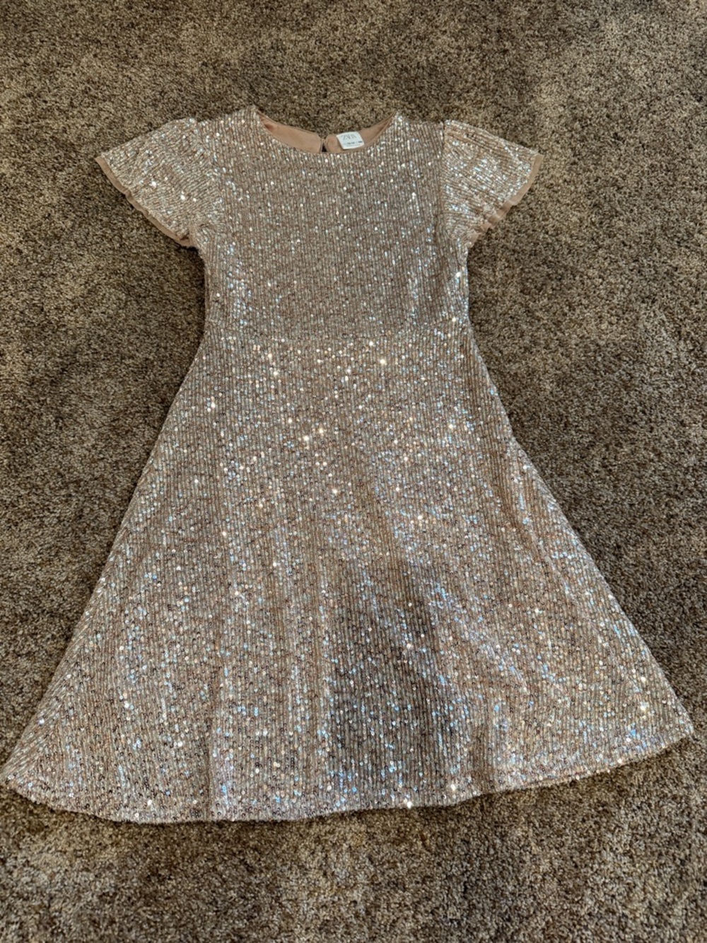 Zara Rose Gold Sequin A-Line Kids Dress